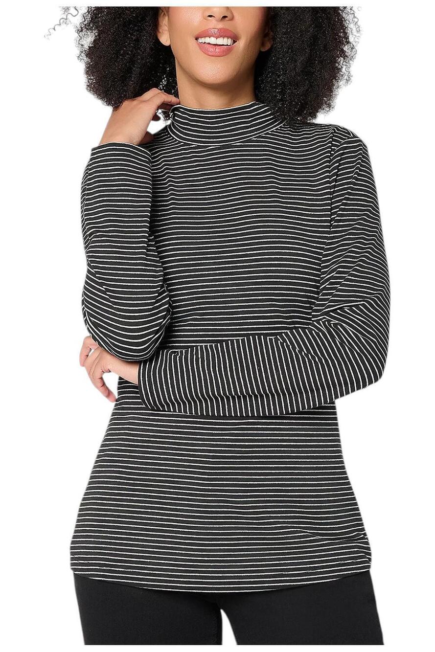 Denim & Co. Women's Lurex Stripe Jersey Mock Neck Top Black - Regular